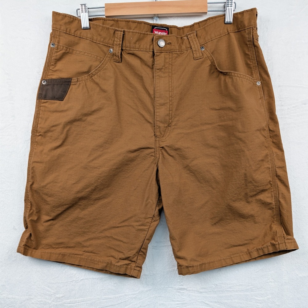Wrangler Shorts Men's 38 Brown 10.5"  Canvas Carpenter Utility Workwear Outdoor